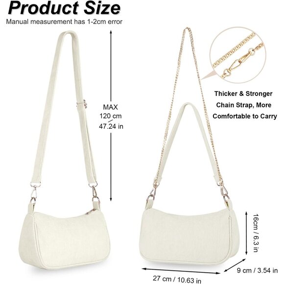 Women's Beige Tote Handbag Clutch Purse Crescent Underarm Bag Cross Body Bags - Picture 7 of 7